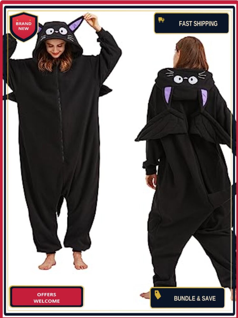 Mothman Onesie Adult Animal One-Piece Pajamas Halloween Cosplay Sleepwear